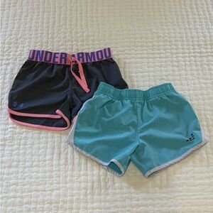 Under Armour Gray and Pink & BCG Teal Athletic Shorts